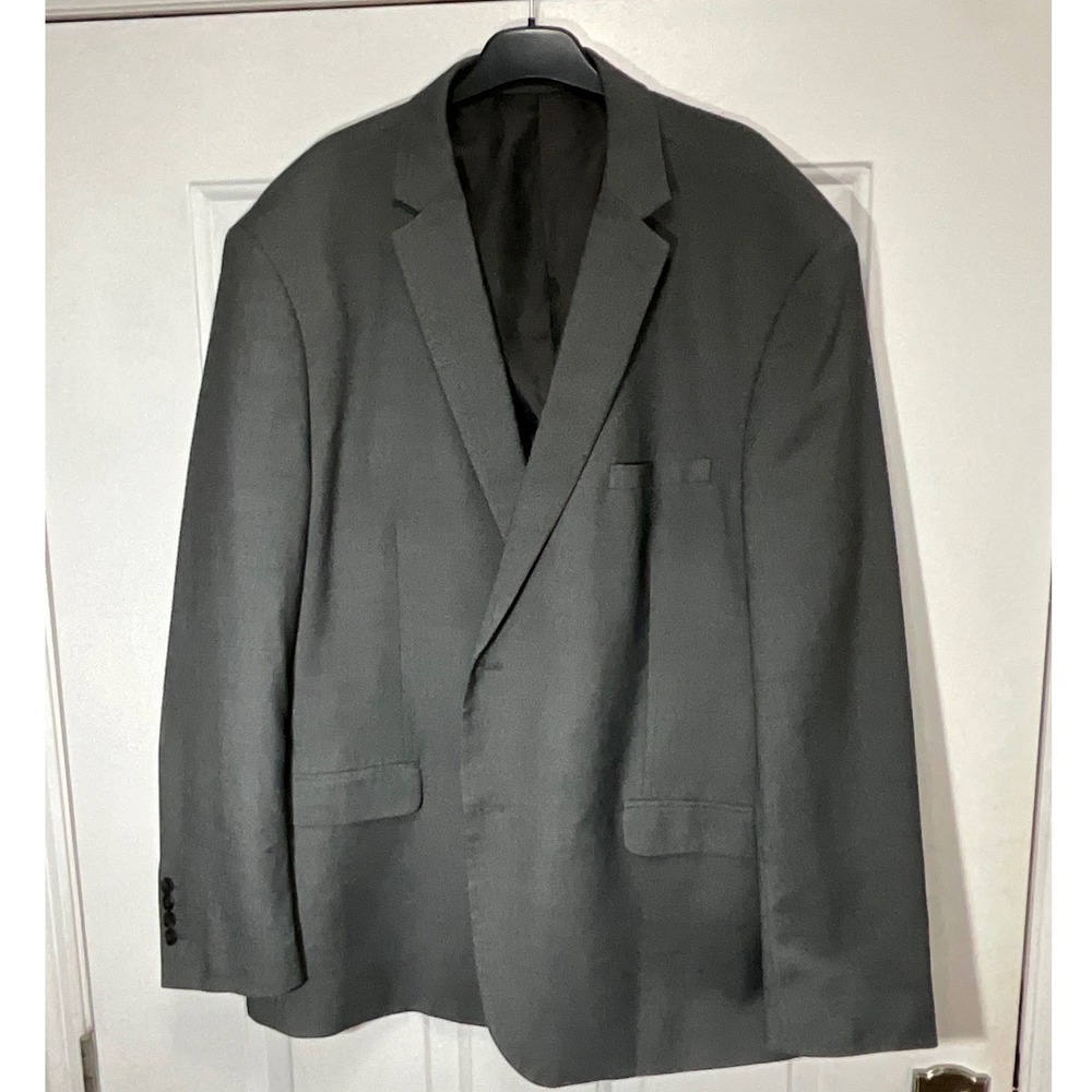 Alain Dupetit Mens Grey Birdseye Two Button Suit Jacket Blazer Size 52R 46W